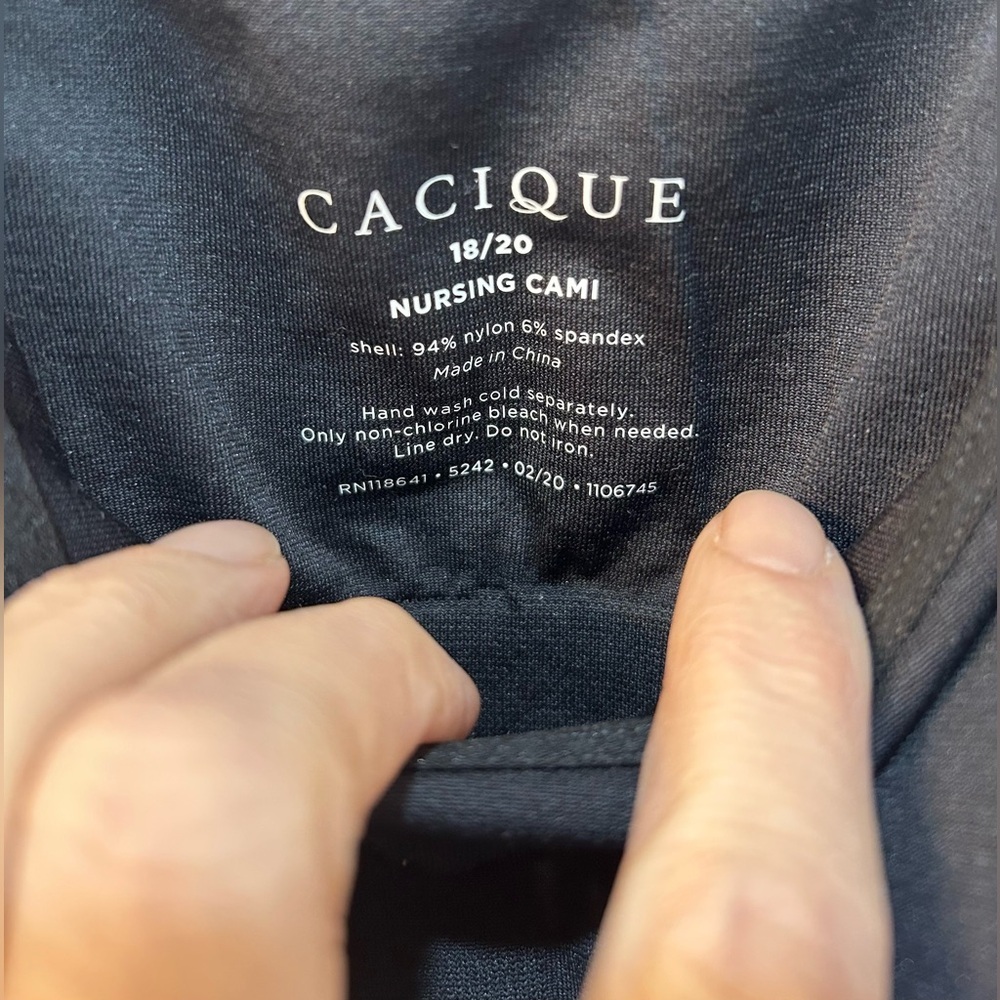 Cacique Black Nursing Cami Sz 18/20 Stretch Comfort Support Breastfeeding Casual - Picture 3 of 7